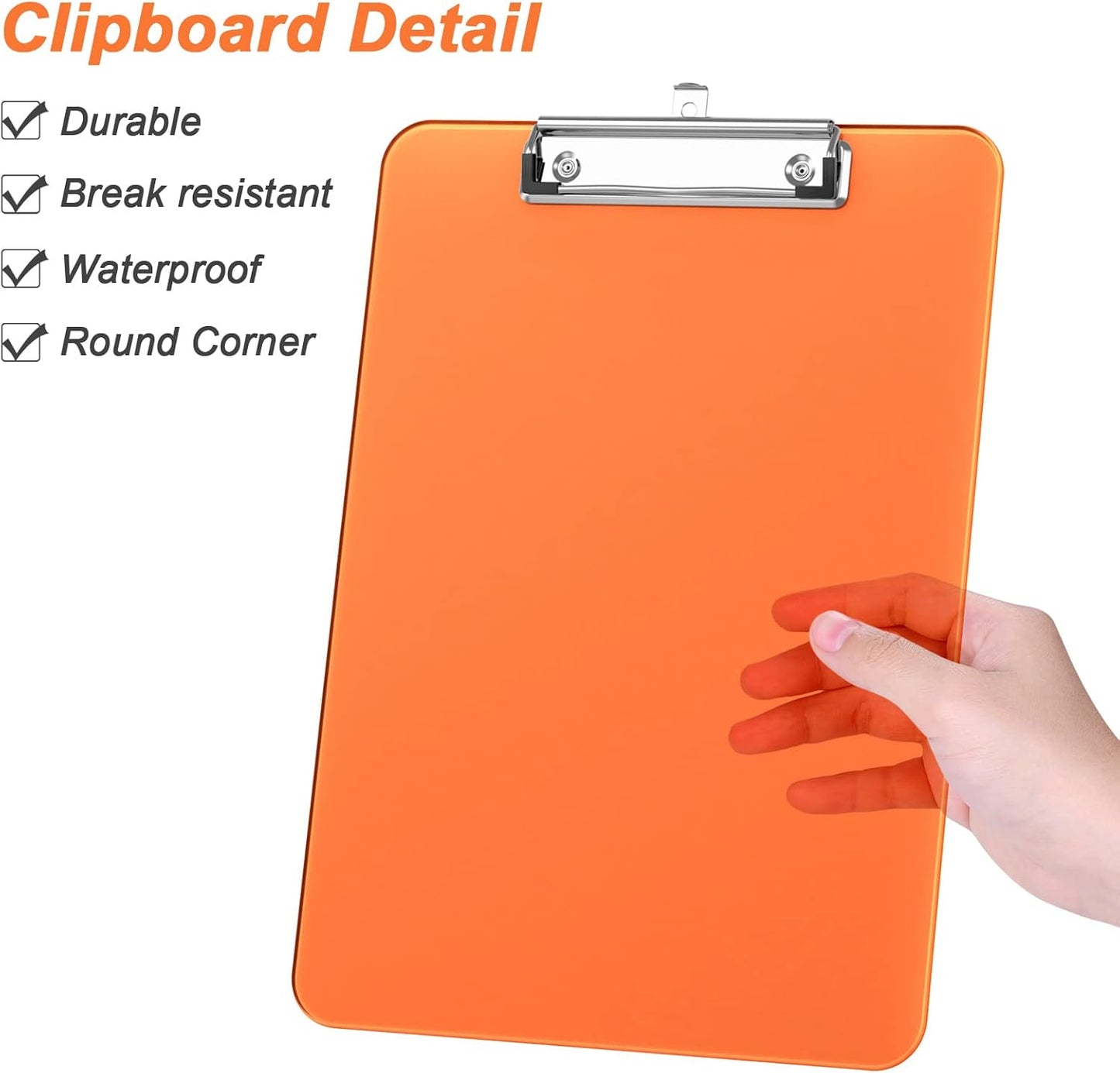 Rimilak 8.5 x 11 Plastic Clipboards Set of 2, Low Profile Metal Clip, Translucent Board, 12.5 x 9 in Letter Size, Office Supply, Back to School, Purple