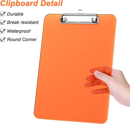 Rimilak 8.5 x 11 Plastic Clipboards Set of 2, Low Profile Metal Clip, Translucent Board, 12.5 x 9 in Letter Size, Office Supply, Back to School, Purple