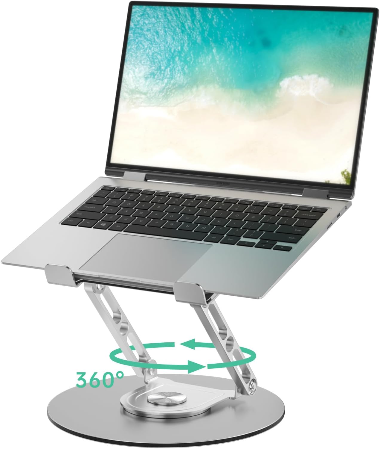 Laptop Stand for Desk Adjustable Computer Stand with 360 Rotating Base Ergonomic Laptop Riser Mount for Desk Foldable Protable Computer Desk Fits with MacBook Pro Air, Round Black