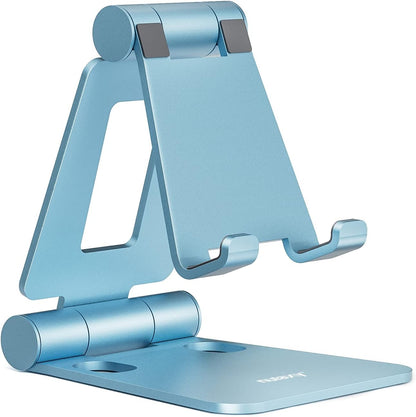 Nulaxy Dual Folding Cell Phone Stand, Fully Adjustable Foldable Desktop Phone Holder Cradle Dock Compatible with iPhone 17 16 15 14 13 12 11 Pro Max Xs Xr X 8, Nintendo Switch, All Phones