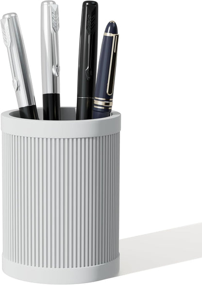 HighHerz Aesthetic Pen Holder For Desk, Modern Silicone Pencil Holder, Stylish Office Desk Decor, Made of 5 mm Thickened Premium Silicone, Office Desk Organizer And Accessories (White)