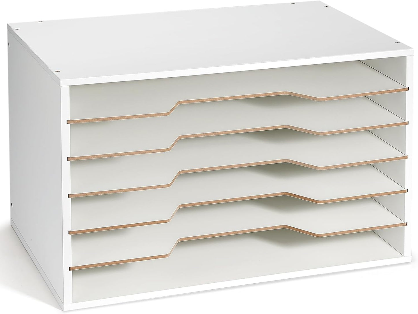 Yumkfoi 12x18 Construction Paper Organizer, 4-Tiers Paper Storage Shelf, Wooden Desk Organizer, File Holder and Letter Tray for Office, Home, Classroom