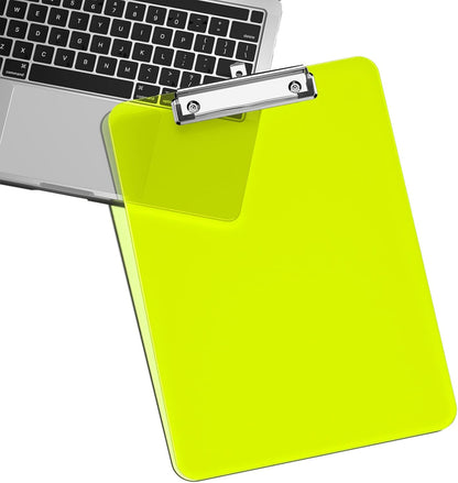 Rimilak 8.5 x 11 Plastic Clipboards Set of 2, Low Profile Metal Clip, Translucent Board, 12.5 x 9 in Letter Size, Office Supply, Back to School, Purple