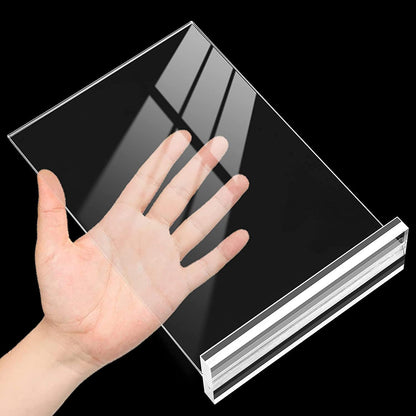 KOOLDE Acrylic Sign Holder 8.5x11 Inches 2 Pack T Shape Desktop Display Stand Vertical Double Sided Clear Table Menu Flyer Holder for Restaurants, Office, Shop, Wedding