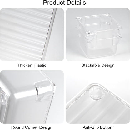 AMEITECH 7 PCS Clear Drawer Organizer Set, 4 Sizes Acrylic Drawer Storage Trays, Plastic Desk Drawer Organizer for Office, Storage Bins for Makeup, Vanity, Bedroom, Kitchen Gadgets Utensils