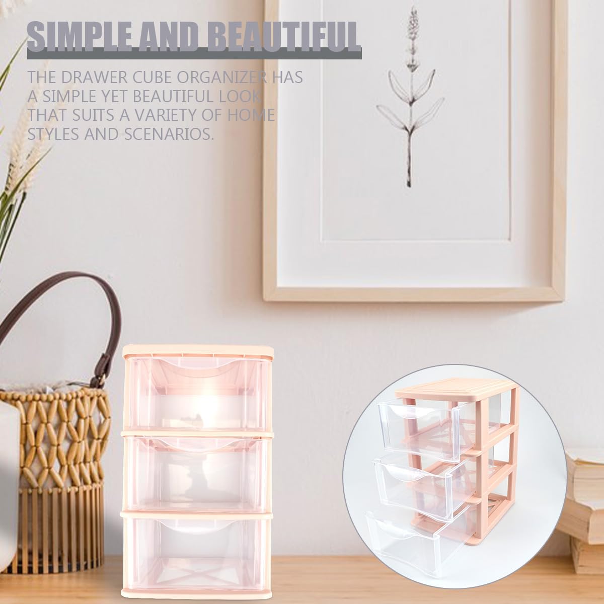 3 Layer Plastic Storage Drawer Bunny Transparent Cosmetic Organizer Rabbit Makeup Organizer Storage Container for Office School Home（White）
