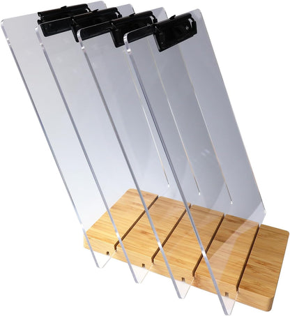 A5 Half Letter Clipboard with Stand,Clear Acrylic Freestanding Memo Size Clipboards,Document Typing Paper Stand,Menu Display Board,Receipt Holder (6"×9")