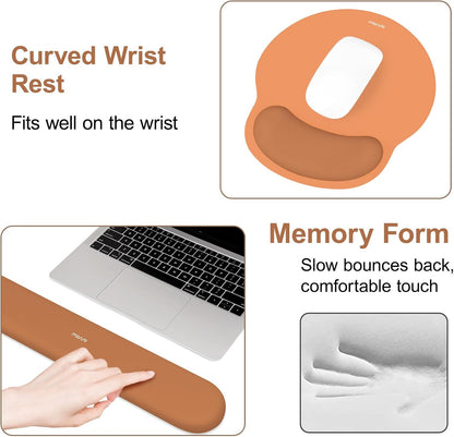 MOSISO Wrist Rest Support for Mouse Pad&Keyboard Set, Circle Curved Ergonomic Mousepad&Coaster Non-Slip Base Home/Office Pain Relief&Easy Typing Pad with Soft Cloth&Silicone Lining, Antique Green