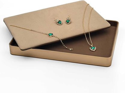 Metal Jewelry Tray, Valet Tray, Bedside Table and Desktop Organizer. It is Stackable and can be Used to Display Watches, Rings, Earrings and Bracelets（Brown）