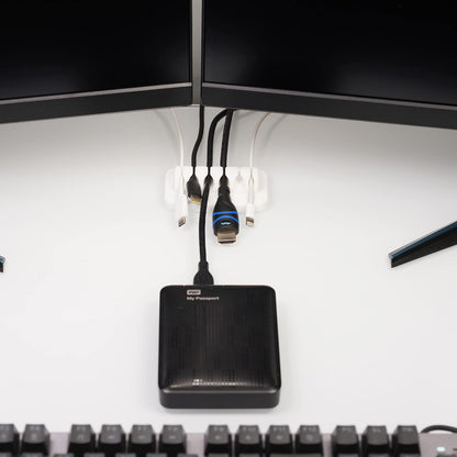 Heaviest Cable Organizer on The Market! Compact and Weighted Desktop Cord Holder and Cable Organizer, Eco-Friendly Silicone, No Bad Smell, Bundled with 4 Reusable Cable Ties! (Black)