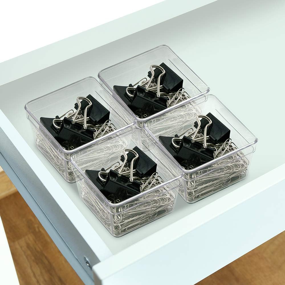 Glad Drawer Organizer Bin, 15x9 - Divided Clear Plastic Storage Tray for Junk Drawers, Kitchen Utensils, Bathroom Vanity, and Organizing Pantry - BPA Free, Food Safe, Non Slip