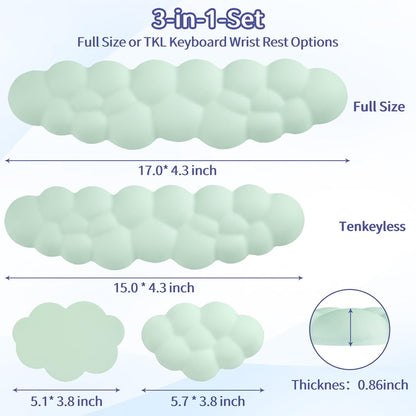 Sushret Cloud Wrist Rest Keyboard, Cloud Keyboard Wrist Pad Set with PU Leather Memory Foam, Cute Arm Rest for Palm Support, PC/Gaming Desk Accessories/Office Setup/Computer Hand Cushion - White