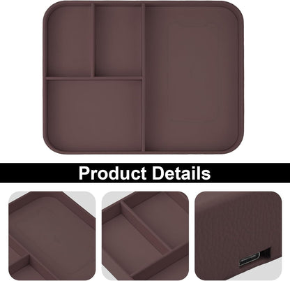 VOVIPO Birthday Gifts Bedside Organiser-Faux Leather Valet Tray With Wireless Charger For Phone And Earbuds,Nightstand Organizer,Mens Jewelry Box,Office Desk Organizers