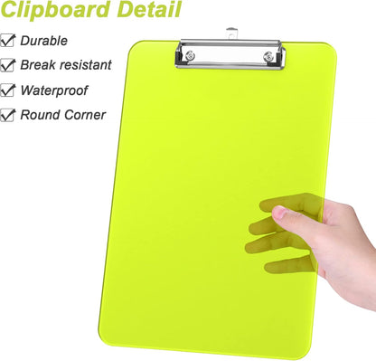 Rimilak 8.5 x 11 Plastic Clipboards Set of 2, Low Profile Metal Clip, Translucent Board, 12.5 x 9 in Letter Size, Office Supply, Back to School, Purple