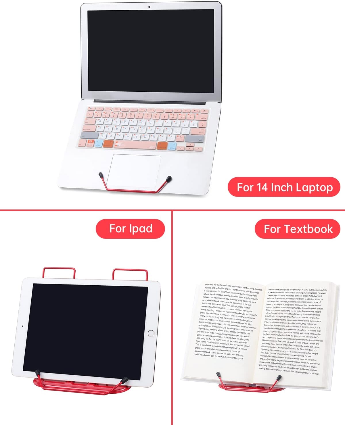 Honagu Book Stand for Reading, Adjustable Reading Rest Book Holder, Documents Holder, Sturdy Typing Stand for Recipes Textbooks Tablet Music Books (Green)