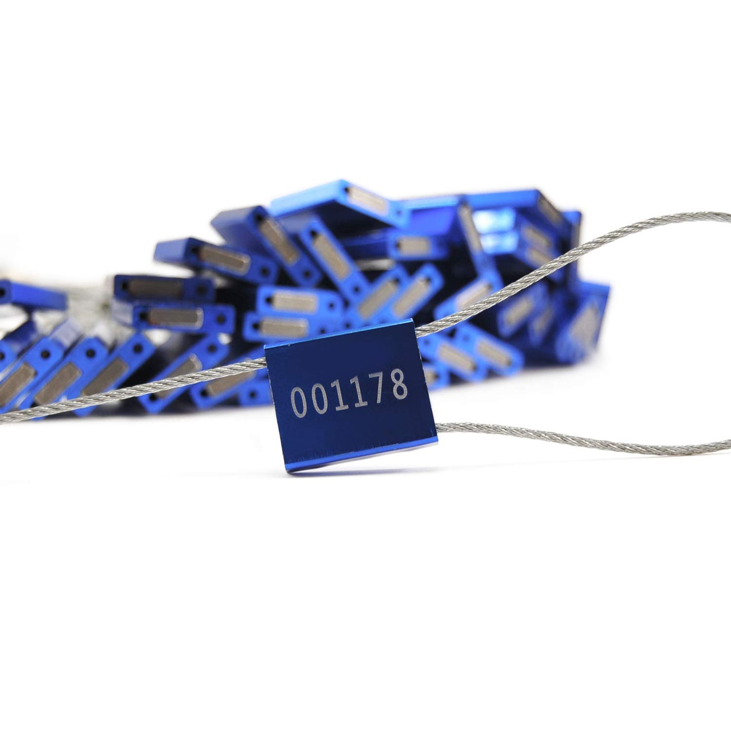50 Blue Steel Cable Seals Metal High Security Tag Numbered Truck Trailer Seal Anti-Tamper Pull-Tite Security Seal Aluminum Transport Shipping Seal Self-Locking Safety Ties ISO 17712