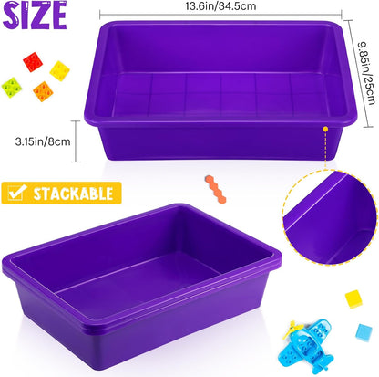 Hoteam 10 Pcs Flat Storage Organizer Tray Bin Paper Tray for Classroom Plastic Stackable File Organizer for School Office Teacher Book Organization(Clear,13.78 x 9.84 x 3.15 Inch)