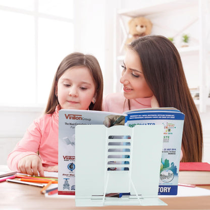 Honagu Metal Desk Book Holder, Hands Free Adjustable Cookbook & Document Holder, Portable Bookstand for Music Books, Textbooks, Recipes, Tablets & iPads (Purple)