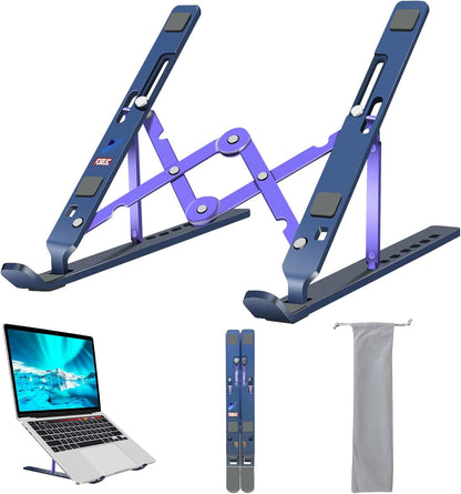 Laptop Stand, Computer Tablet Stand, Adjustable Aluminum Foldable Portable Laptop Holder Riser, Compatible with MacBook Air Pro, Lenovo, HP, Dell, More 10-15.6” Laptops and Tablets (Red)