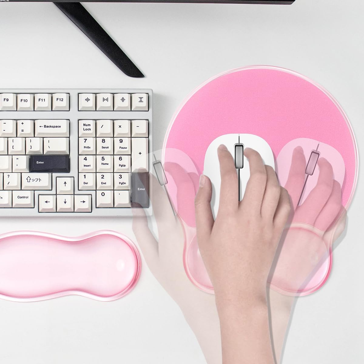 Gel Wrist Rest and Cloud Mouse Pad Support for Keyboard and Mouse - Ergonomic Pink Keyboard Wrist Pad Set for Typing Pain Relief/Computer/Laptop/Gaming/Home/Office (Cloud Shape, Gradient Blue Pink)