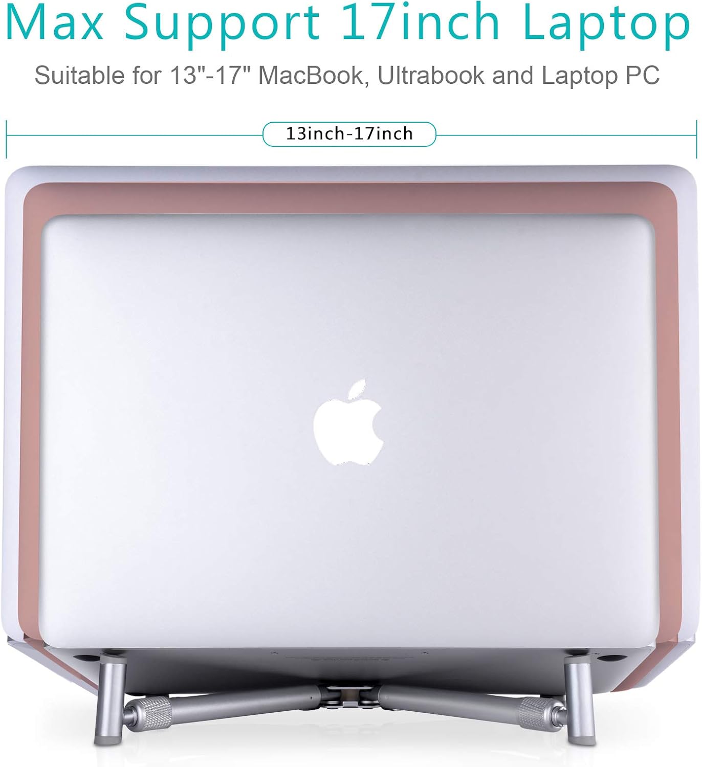 Portable Laptop Stand, Adjustable Laptop Stand for MacBook Pro, Aluminum Desk Foldable Compact Universal Computer Cooling Stand for 12 13 15 17 inch