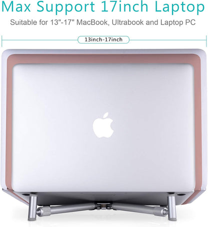 Portable Laptop Stand, Adjustable Laptop Stand for MacBook Pro, Aluminum Desk Foldable Compact Universal Computer Cooling Stand for 12 13 15 17 inch