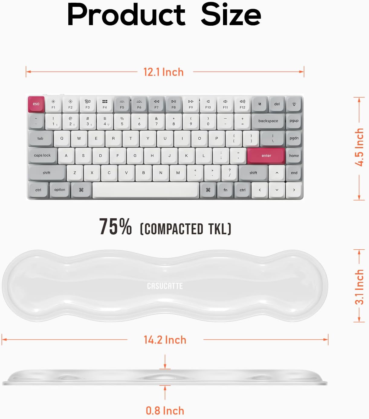 Ergonomic Clear Gel Wrist Rest for Computer Keyboard - Non-Slip Crystal Gel Pad, Soft Comfortable Support, Washable, Office Gaming Wrist Pain Relief