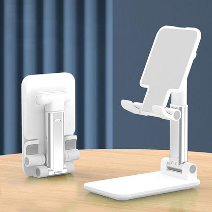 Cell Phone Stand, Fully Adjustable Foldable Desktop Phones Holder with Silicon Pad for Desk Fully Phones Holder Compatible with All Mobile Phones (White)