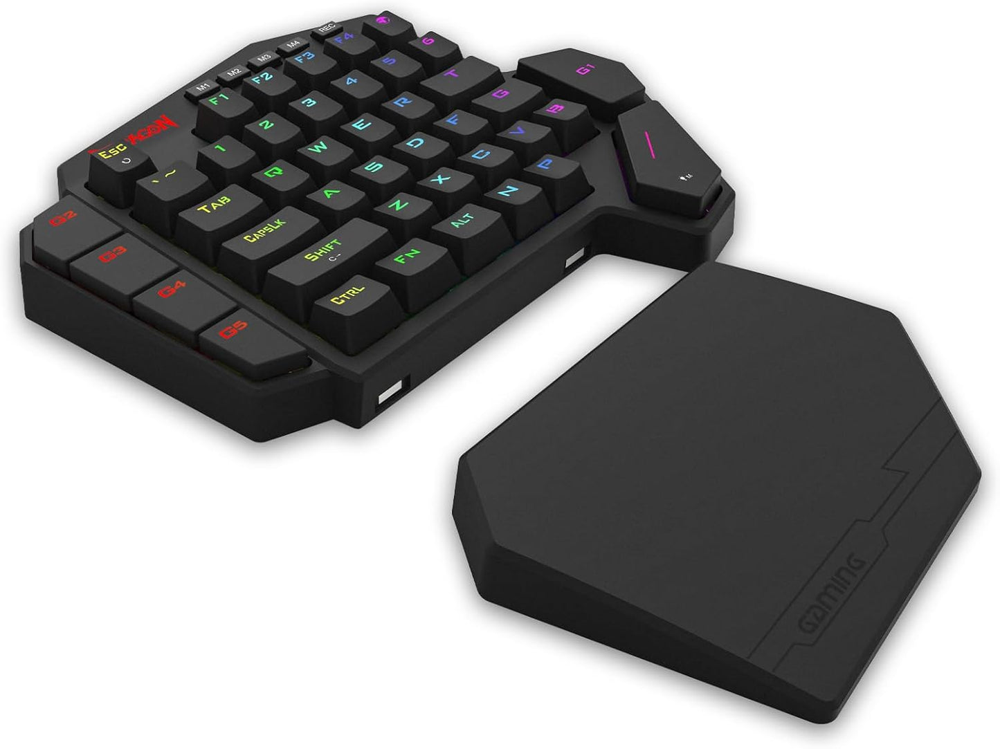 Redragon K585 DITI Wired One-Handed RGB Mechanical Gaming Keyboard, 42 Keys Type-C Professional Gaming Keypad w/Upgraded Hot-Swappable Socket, 7 Onboard Macro Keys & Detachable Wrist Rest