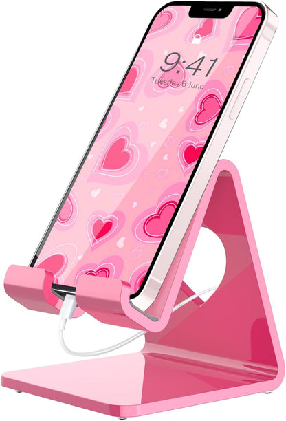 Crpich Acrylic Cell Phone Stand, Portable Phone Holder, Clear Phone Stand for Desk, Compatible with Phone16 15 14 13 Pro Max Mini 12 11 SE, Switch, Android Smartphone, Pad, Tablet, Desk Accessories