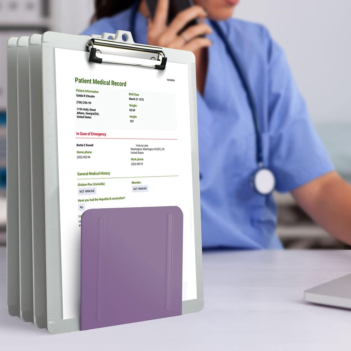 Acrimet 4-Section Vertical Metal File Sorter, Desktop File Organizer for Papers, Folders & Documents, Space-Saving Office Organizer, Purple