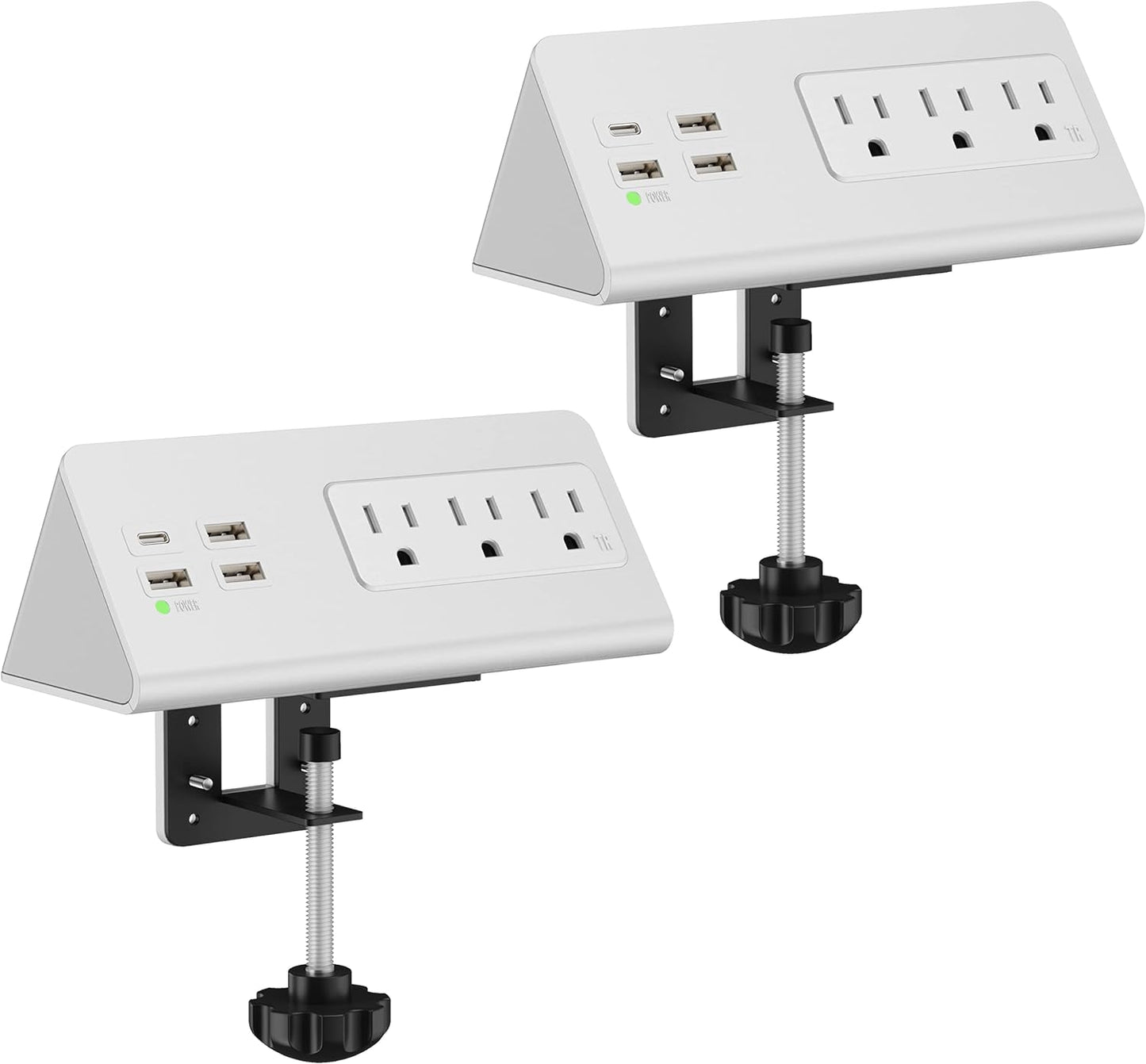 Nightstand Edge Mount Power Strip with USB-C Ports Tabletop Surge Protector Desk Clamp Power Sockets with 3 AC Outlets &4 Fast Charging USB Ports for Home Office Hotel and Dormitory