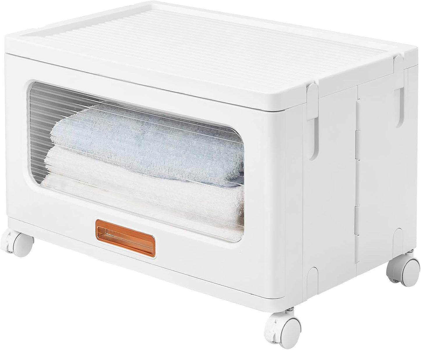 VECELO Plastic Storage Cabinet with Drawers, Stackable Storage Bins with Wheels, Waterproof Bathroom Storage Organizer, Multi-Tier Closet Storage for Bedroom, Living Room, Kitchen, Large 2-Tier