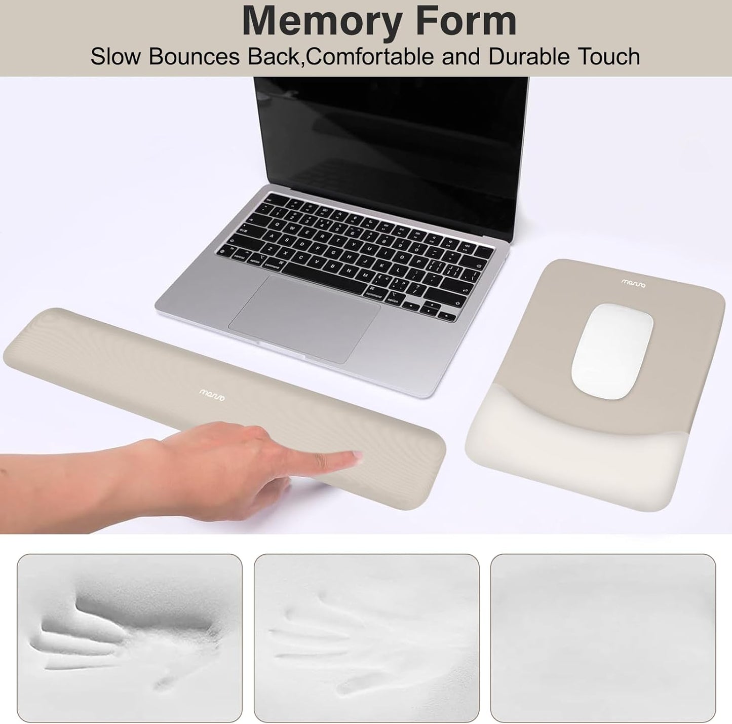 MOSISO Wrist Rest Support for Mouse Pad&Keyboard Set, Rectangular Ergonomic Mousepad Non-Slip Base Home/Office Pain Relief&Easy Typing Pad with Neoprene Cloth&Raised Silicone Lining, Green