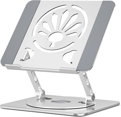 Adjustable Laptop Stand for Desk-360° Rotating Base Aluminum Laptop Riser,Ergonomic Computer Stand for Office Home MacBook Pro/Air Dell HP up to 16'',Black