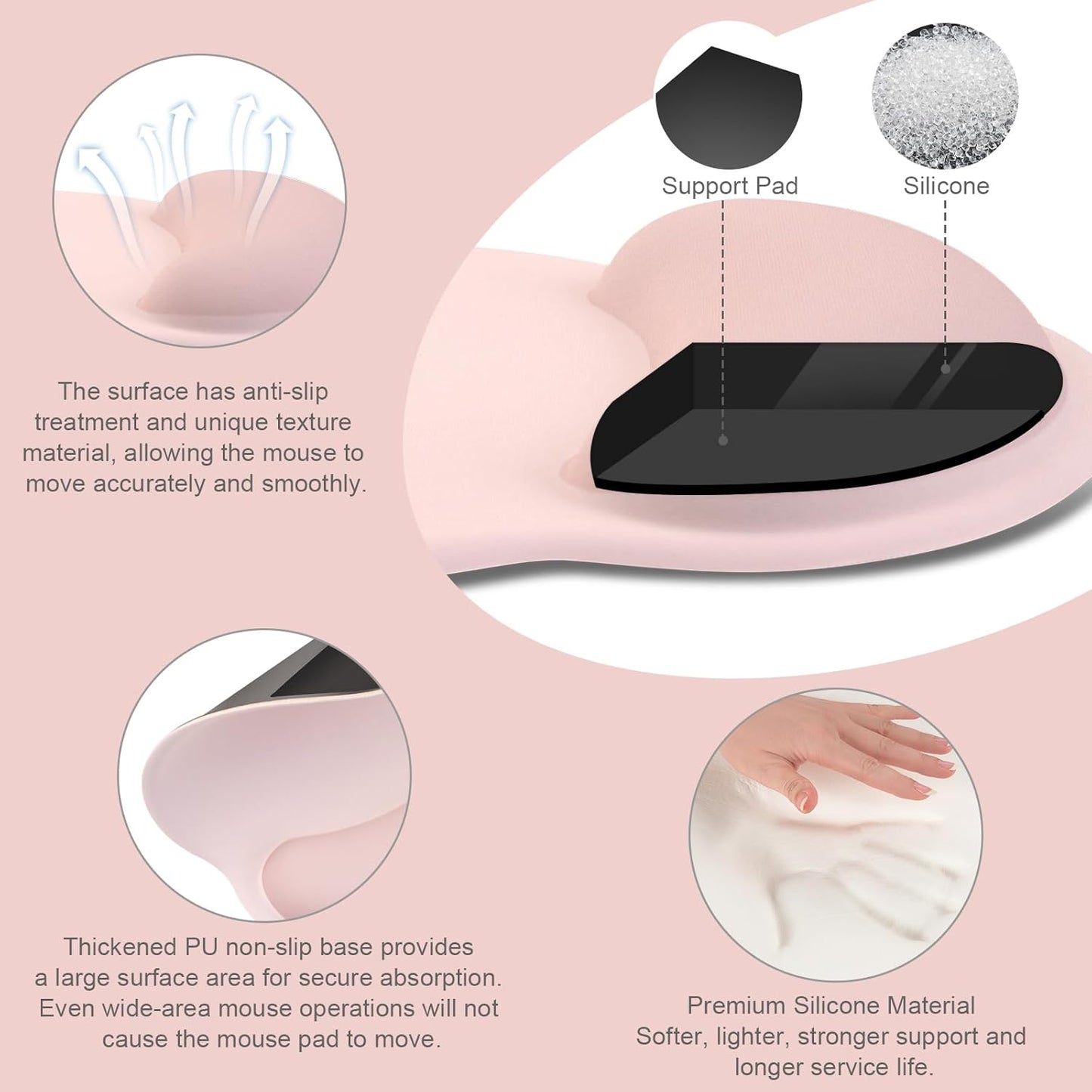 MOSISO Wrist Rest Support for Mouse Pad&Keyboard Set, Circle Curved Ergonomic Mousepad&Coaster Non-Slip Base Home/Office Pain Relief&Easy Typing Pad with Soft Cloth&Silicone Lining, Antique Green