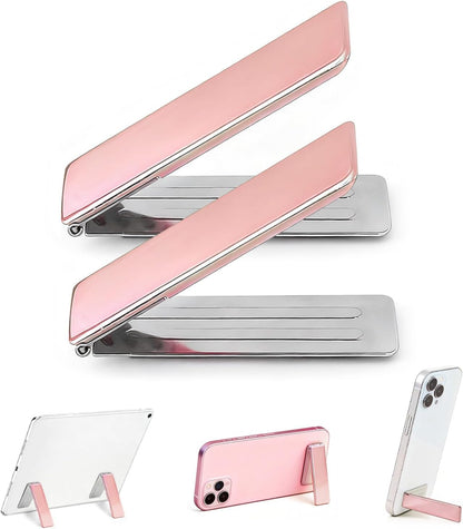 Cell Phone Kickstand 2Packs,Ultra-Thin Vertical and Horizontal Phone Stand for Desk,Adjustable Phone Holder Stand for Desk Compatible with iPhone,Samsung,Smartphones and More(Rose)