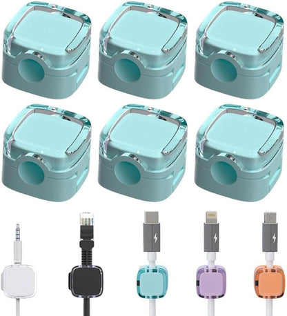 6 Pack Magnetic Cable Management Clips, 2024 New Magnetic Cord Organizer, Desks Phone USB Charging Cable Storage Holder, Office Desk Car Wall (White)