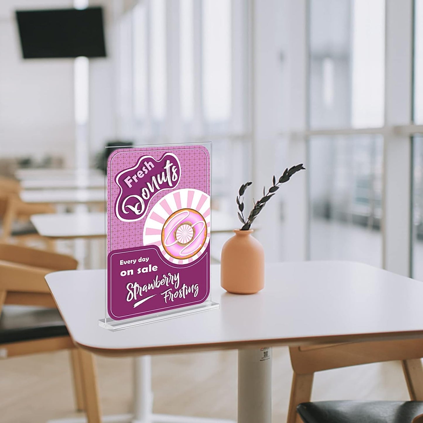 Lechay 3 Pack Acrylic Sign Holder, 8.5 x 11 inches Clear Table Menu Display Stand Desktop Display Stand Paper Holder Table Top Sign Holder Suitable for Restaurants, Office, Home, Store