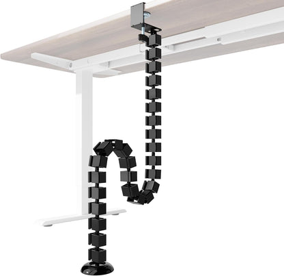 PEGZONE Under Desk Cable Management Spine – Flexible Cable Snake Organizer for Standing Desk, Tool-Free Magnetic Vertebrae Wire Management for 0.4"-2" Table, White