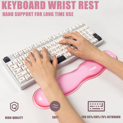 Ergonomic Gel Keyboard and Mouse Wrist Rest Set – Clear Wrist Rest for Computer Keyboard 60%/68%/75%, Comfort & Support for Typing and Gaming (Grey Purple)