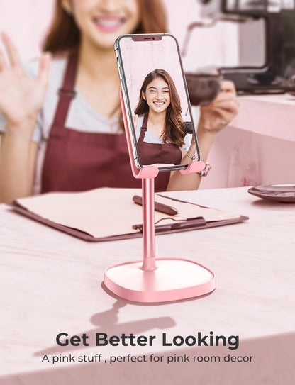 LISEN Cell Phone Stand Phone Holder for Desk Office Decor, Office Desk Accessories Women PC Gaming Essentials iPhone Stand Gadgets Men Gifts for Mom Fit OtterBox Case Switch iPad Air Tablet 4-10 in