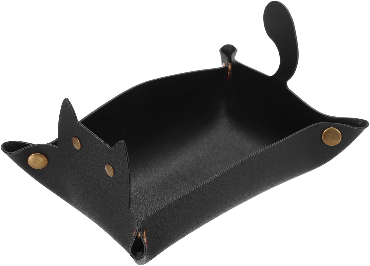 uxcell Leather Valet Tray, Folding Jewelry Tray Organizer Travel Dish Plate Desk Organizer for Women and Men Storage Jewelry Keys Wallet Coin, Wine Red