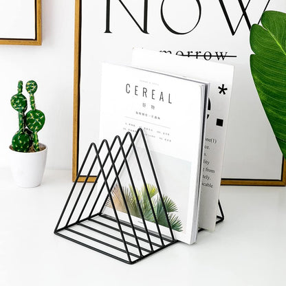 Sooyee 9 Slot Rose Gold Magazine Holder,Desktop File Sorter Organizer Triangle Bookshelf Decor Home Office