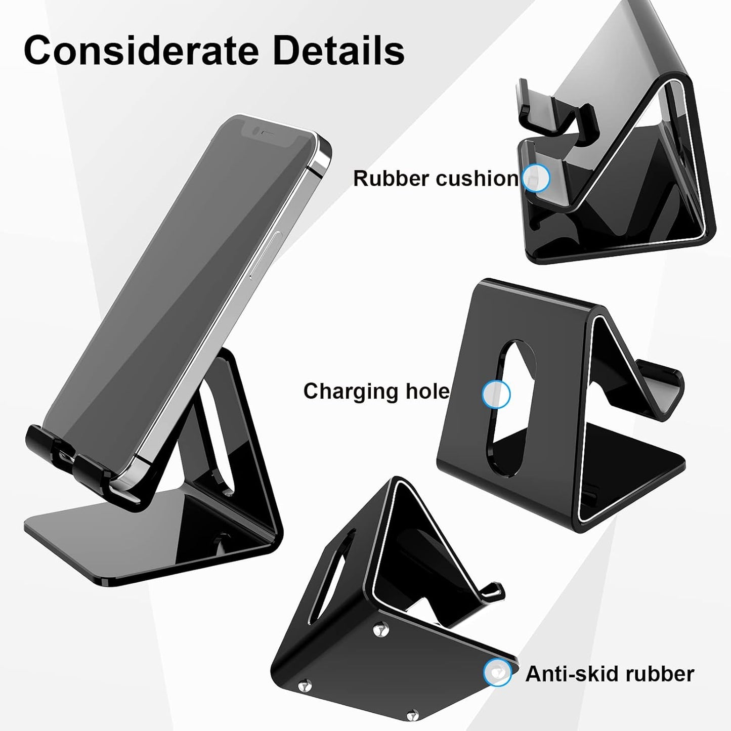 Crpich Acrylic Cell Phone Stand, Portable Clear Phone Stand for Desk, Compatible with Phone16 15 14 13 Pro Max Mini 12 11 Plus SE, Switch, Android Smartphone, Pad, Tablet, Desk Accessories