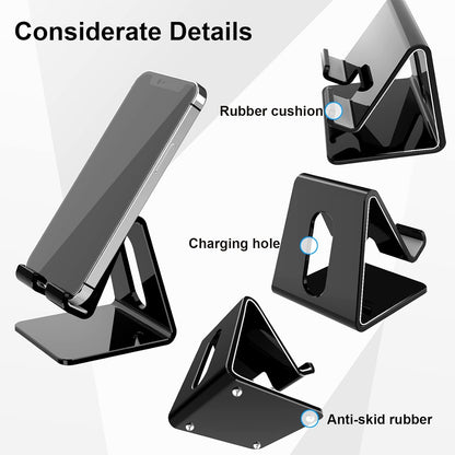 Crpich Acrylic Cell Phone Stand, Portable Clear Phone Stand for Desk, Compatible with Phone16 15 14 13 Pro Max Mini 12 11 Plus SE, Switch, Android Smartphone, Pad, Tablet, Desk Accessories