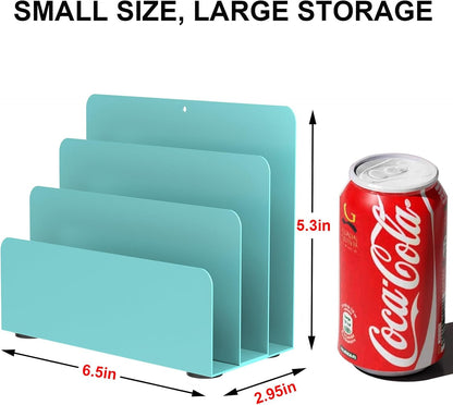 Mail Organizer Countertop, Small Desk File Organizer, Metal File Holder - Essential Workspace Organizers for Office Desk, Home Office (Black)