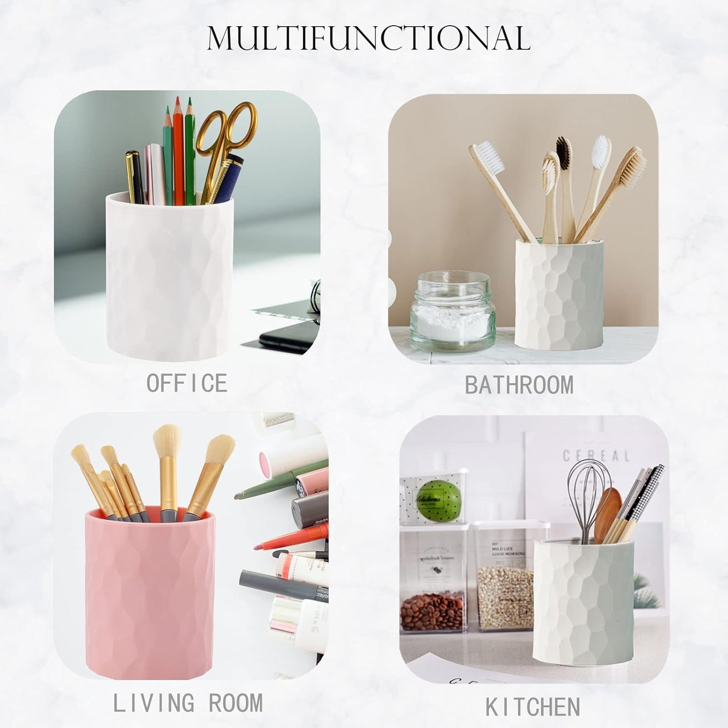 minimaliving Pen Holder,Nordic Style Silicone Waterproof Pencil Holder for Desk Simple&Modern Minimalist Makeup Organizer Multifunctional Office Supplies for Home,Kids and School(Beige)