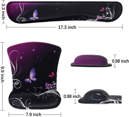 Keyboard Wrist Rest Pad Ergonomic Mouse Pad Set, ToLuLu Gel Mouse Pad Wrist Support for Computer Laptop, Mousepad Keyboard Wrist Support with Memory Foam for Easy Typing Pain Relief, Van Gogh Painting