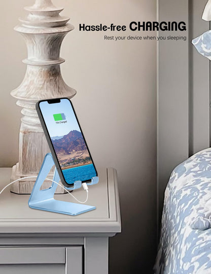 Aoviho Desk Cell Phone Stand Phone Holder, Aluminum Phone Cradle Dock for iPhone17 16 15 14 13 12 pro Mini 11 X Xs max 8 7 6 6s Plus SE Samsung All Smart Phones, Rose Gold